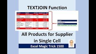 Excel Magic Trick 1500: Lookup All Products For Supplier & Join in Single Cell TEXTJOIN & IF