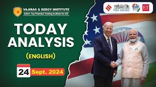 24 September 2024 Current Affairs Today Analysis in English by Vajirao & Reddy IAS Institute