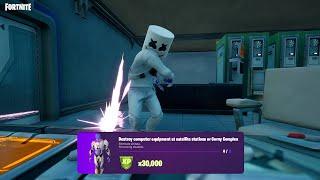 Destroy computer equipment at satellite stations or corny complex in Fortnite