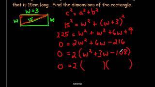 How to Find the Dimensions of a Rectangle using Quadratics and Factoring