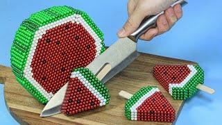 Delicious WATERMELON ICE CREAM from Magnetic Balls | Stop Motion Cooking & ASMR Satisfying