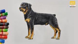 How to Draw Rottweiler Dog || Rottweiler Drawing easy || Dog Drawing  || Art JanaG