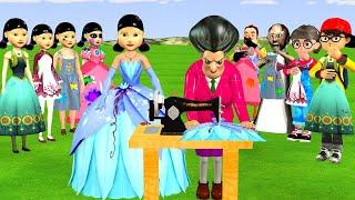 Scary Teacher 3D vs Squid Game Sew Princess Dress Squid Game Doll Nice or Error 5 Time Challenge
