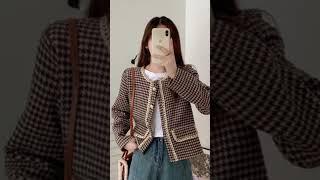 Ide outfit Korean Style Shopee Haul ootd jaket crop, outer korean, ootd casual #short #racunshopee