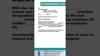 Leave Day Off Request Letter - Sample Letter Requesting Day Off