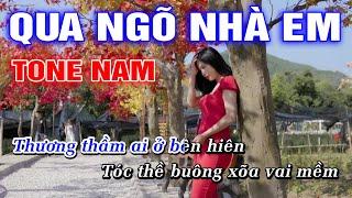 Qua Ngõ Nhà Em Karaoke Nhạc Sống Rumba | Tone Nam Karaoke | Hoàng Dũng Karaoke