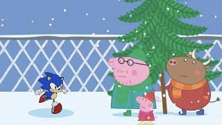 Sonic The Hedgehog visits Peppa Pig on Christmas!