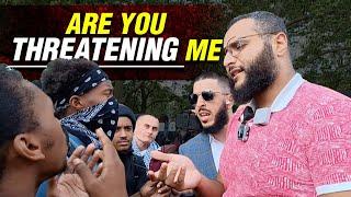 Are You Threatening me? Mohammed hijab, Ali Dawah & 2 Visitors Speaker's corner