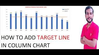 How to add target line to a column chart in excel| Just excel|