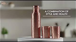 Pure Copper Water Bottle & Glass | Mother Copperware