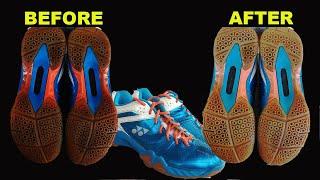 Cara memperbaiki karet sepatu yang keras | Repair rubber hard badminton shoes