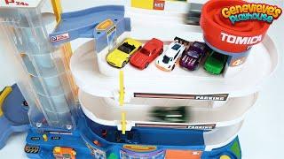Play with Toy Cars on a Giant Tomica Playset and a Tayo Parking Garage!