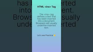 HTML ins Tag  / CS Coding Hub #html #shorts