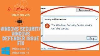 How to Fix Windows Security Service and Defender not Working in 2 Minutes