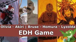 Olivia vs Akiri | Bruse vs Homura vs Lyzolda EDH / CMDR game play for Magic: The Gathering