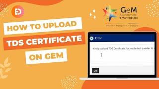 Upload TDS Certificate on GeM | TDS Certificate on GeM | How to Upload TDS Certificate on GeM