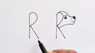 Dog Drawing With RR Letter | Dog Drawing From RR Letter | How To Turn RR Letter In Dog Drawing