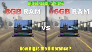 8GB RAM vs 16GB RAM - Acer Nitro 5 2022 - Gaming Test - How Big is the Difference?