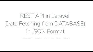 How to Create a REST API in Laravel (Fetch Data from Database )- Part 2