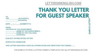 Appreciation Letter for Guest Speaker – Sample Thank You Letter