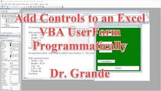 Adding Controls to an Excel VBA UserForm Programmatically