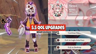 UNBELIEVABLE!! GAME-CHANGING QoL UPGRADES in Version 5.5 & WELKIN GIVEAWAY WINNERS - Genshin Impact