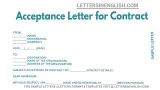 Acceptance Letter For Contract - Sample Letter of Acceptance for Contract