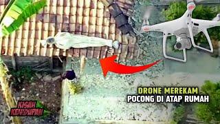 Terekam Drone Pocong Lagi Tiduran di Atap Rumah Warga