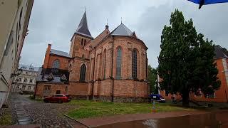 4K Walking in the Rain,Tartu Estonia City tour Umbrella Rain Sounds