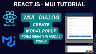 MUI Dialog in React JS  | create modal popup with form control | React JS - MUI Tutorial