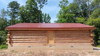 Man builds 1280 sq ft log cabin in five months from peeling bark to dried in