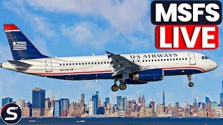 LIVE | ACTIVE SKY FS FIRST LOOK! Park Visual Approach into the NEW MK LaGuardia!