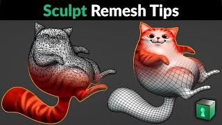 Blender Secrets - Voxel and Quad Remesh in Sculpt Mode (check captions for updated shortcuts)