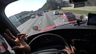 POV ROOKIE TRUCKER CAUGHT A FLAT TIRE AND FOUGHT ATLANTA CRAZY TRAFFIC | KNIGHT TRANSPORTATION |