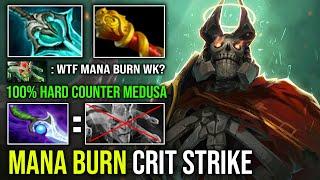 WTF 1 Shot Crit Mana Burn Mortal Strike 100% Hard Counter Medusa with Disperser Wraith King Dota 2