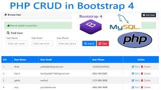 PHP CRUD (Create, Read, Update, Delete) Tutorial with MySQL + Bootstrap 4 # PART 1