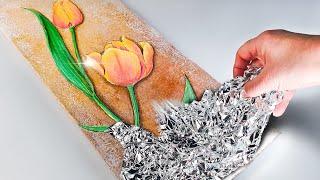 Textured Tulips Masterclass - Aluminium Foil Technique?? YOU Can Try This! | AB Creative Tutorial