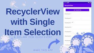 Single Item Selection in RecyclerView - Android RecyclerView Tutorial