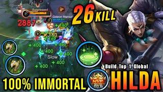 100% IMMORTAL!! 26 Kills Hilda Best Build and Emblem!! - Build Top 1 Global Hilda ~ MLBB