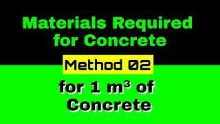 Materials Required for 1m³ of concrete (Method 02) | Engineering tactics