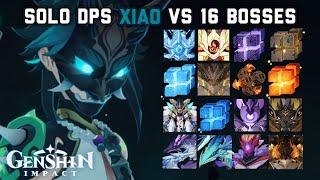 Solo DPS Xiao vs 16 Bosses Without Buff | Genshin Impact