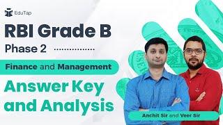RBI Grade B 2021 | Phase 2 | Finance and Management | Answer Key and Analysis