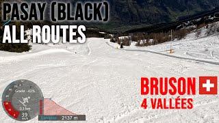 [4K] Skiing Bruson, All Routes - Pasay (Black), 4Vallées Switzerland, GoPro HERO11