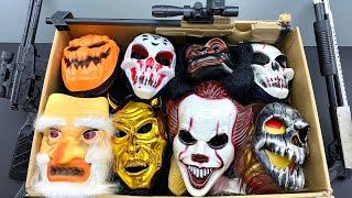 A Lots of Legend Toy Mask & Scary Mask Collection! Large Sniper Rifles Bead Launching Rifles