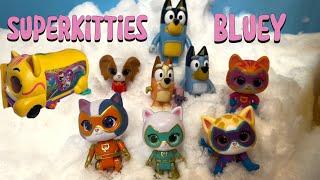 Superkitties Toys and Bluey Toys play in The Snow!!!