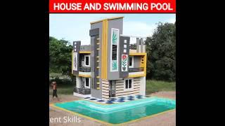 Building Creative A Modern 3-Story  House With Swimming Pool #house #shorts