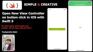 Open New View Controller on button click in iOS with Swift 5