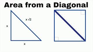 Find the area of a square from the diagonal length