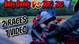 BIG 30 Beats Up Baby Daddy 2 Times | 2 Races 1 Video | #streetracing #motorcycleracing