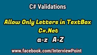 Allow Textbox accept only letters in C#.Net | C# Validation Part-1